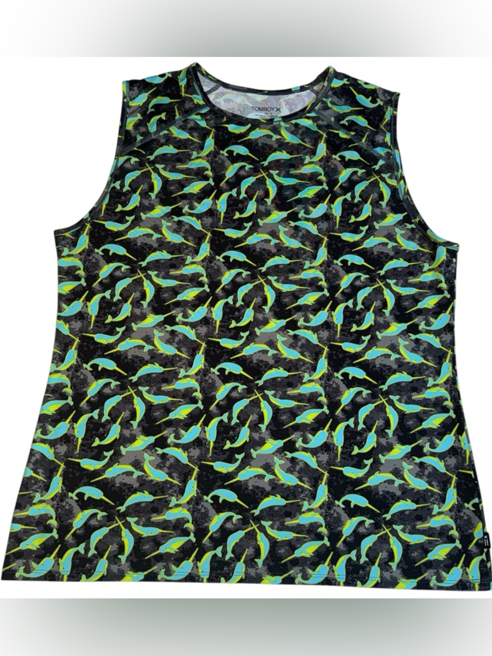 TomboyX Neon Narwhal Swim Shirt Tank 2x Unisex Top